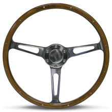  Steering Wheel Wood 15" Classic Polished Alloy Slots + Rivet