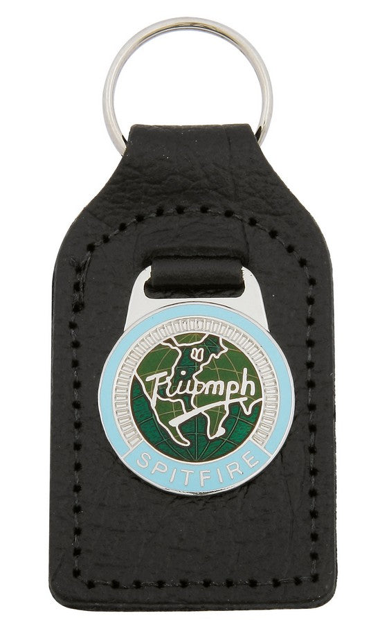 'Triumph Globe Spitfire' Enamel Badged Leather Key Ring