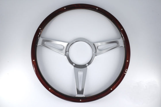 Classic Mountney Wood Rim Steering Wheel - Dark
