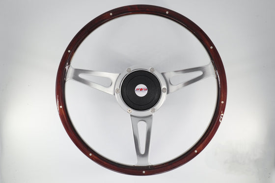 Classic Mountney Wood Rim Steering Wheel - Dark