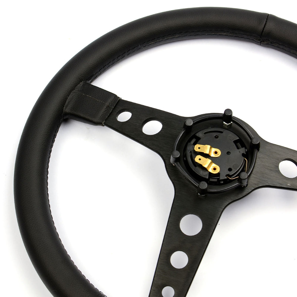 
                  
                    Steering Wheel Leatherette 14" ADR Retro Black Spoke - Black Stitching - SAAS
                  
                