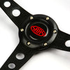 Steering Wheel - Leather 14" ADR Retro Black Spokes, Red Stitching - SAAS