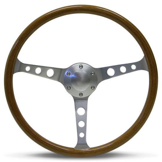 Steering Wheel Wood 15" Classic Brushed With Holes - SaaS