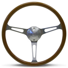  Steering Wheel Wood 15" Classic Brushed Alloy Slotted - SaaS