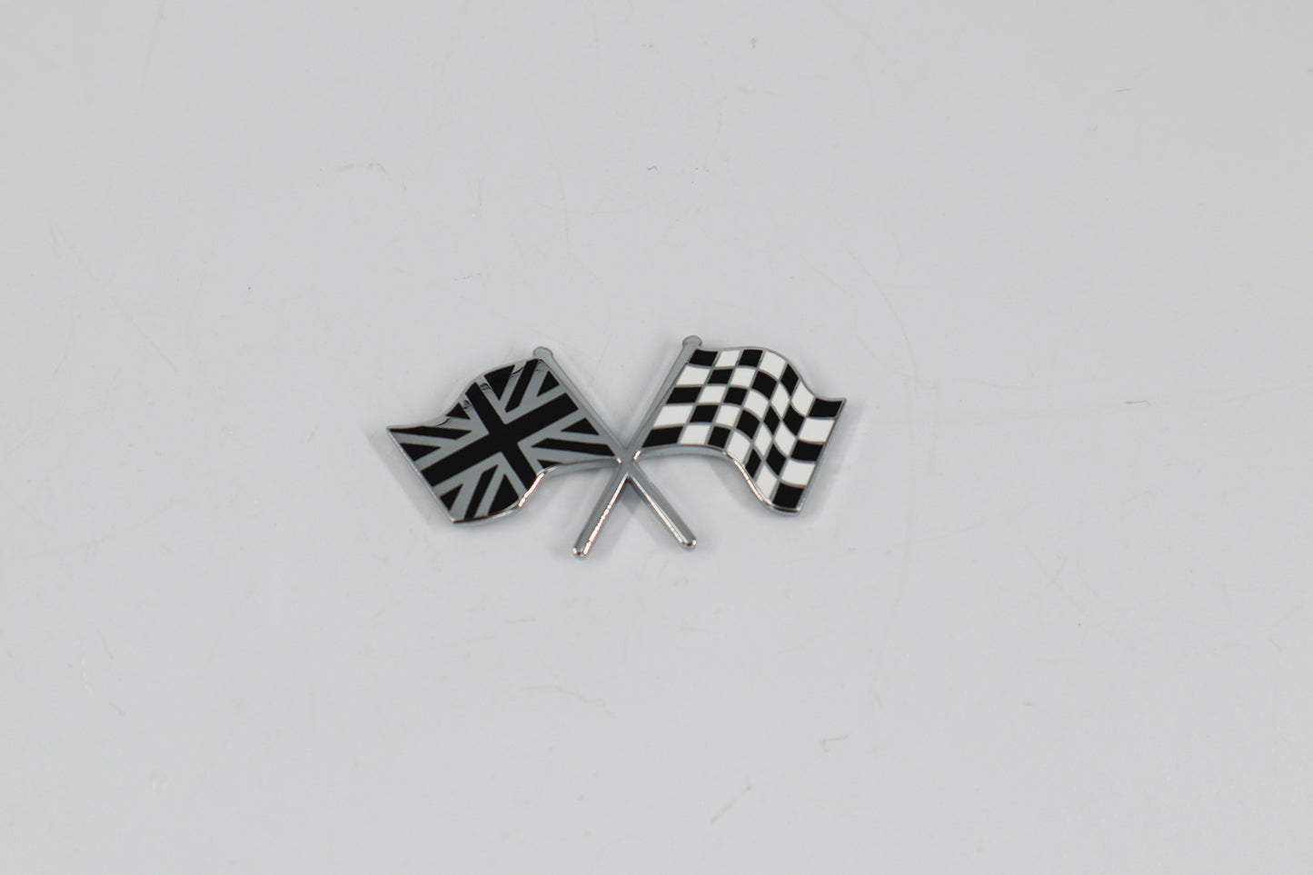 Crossed UK & Chequered Flag Badge - Self-Adhesive