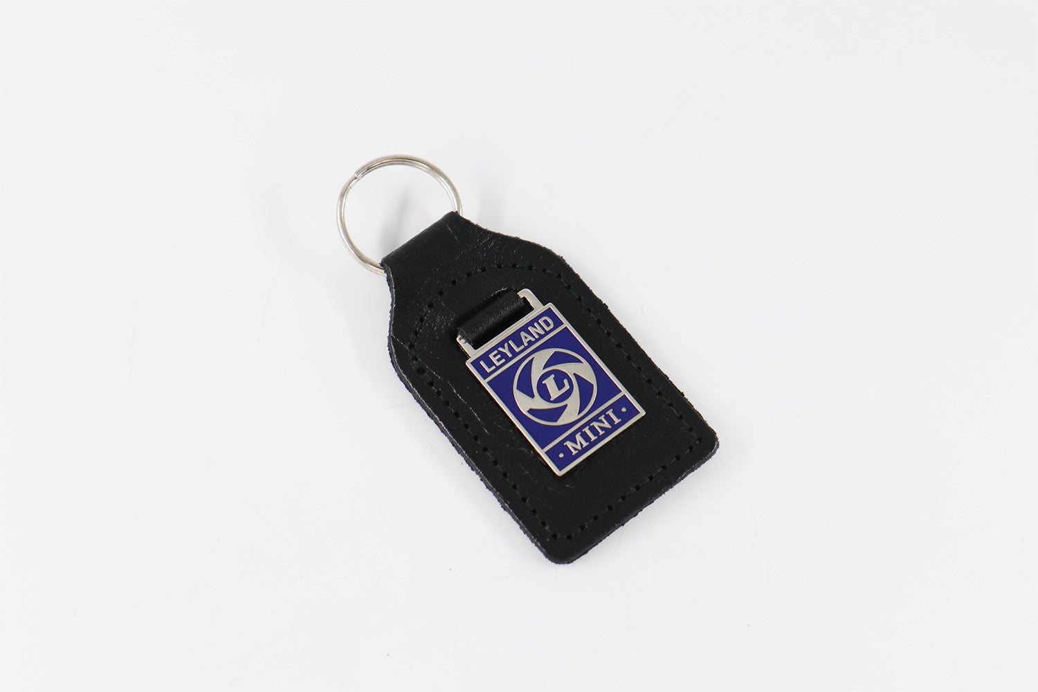 Leyland Mini Enamel Badged Leather Key Ring Classic Car Accessories