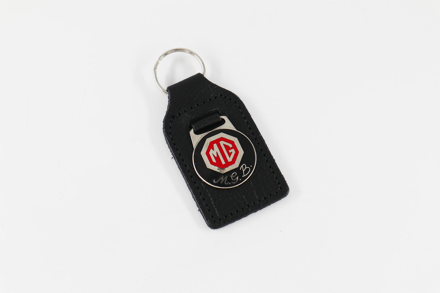 Genuine Leather MG Key Fob – Depicting MGB Car – Black – Ideal Stocking Filler Gift