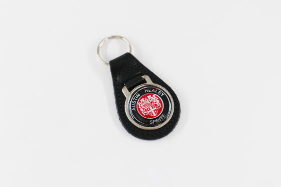 'Austin Healey Sprite' Enamel Badged Leather Key Ring