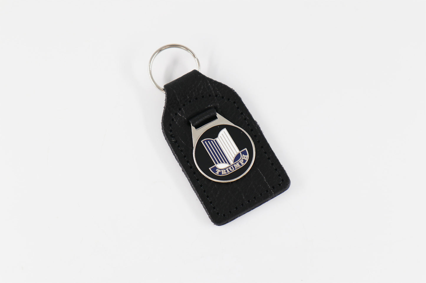 'Triumph Shield' Enamel Badged Leather Key Ring